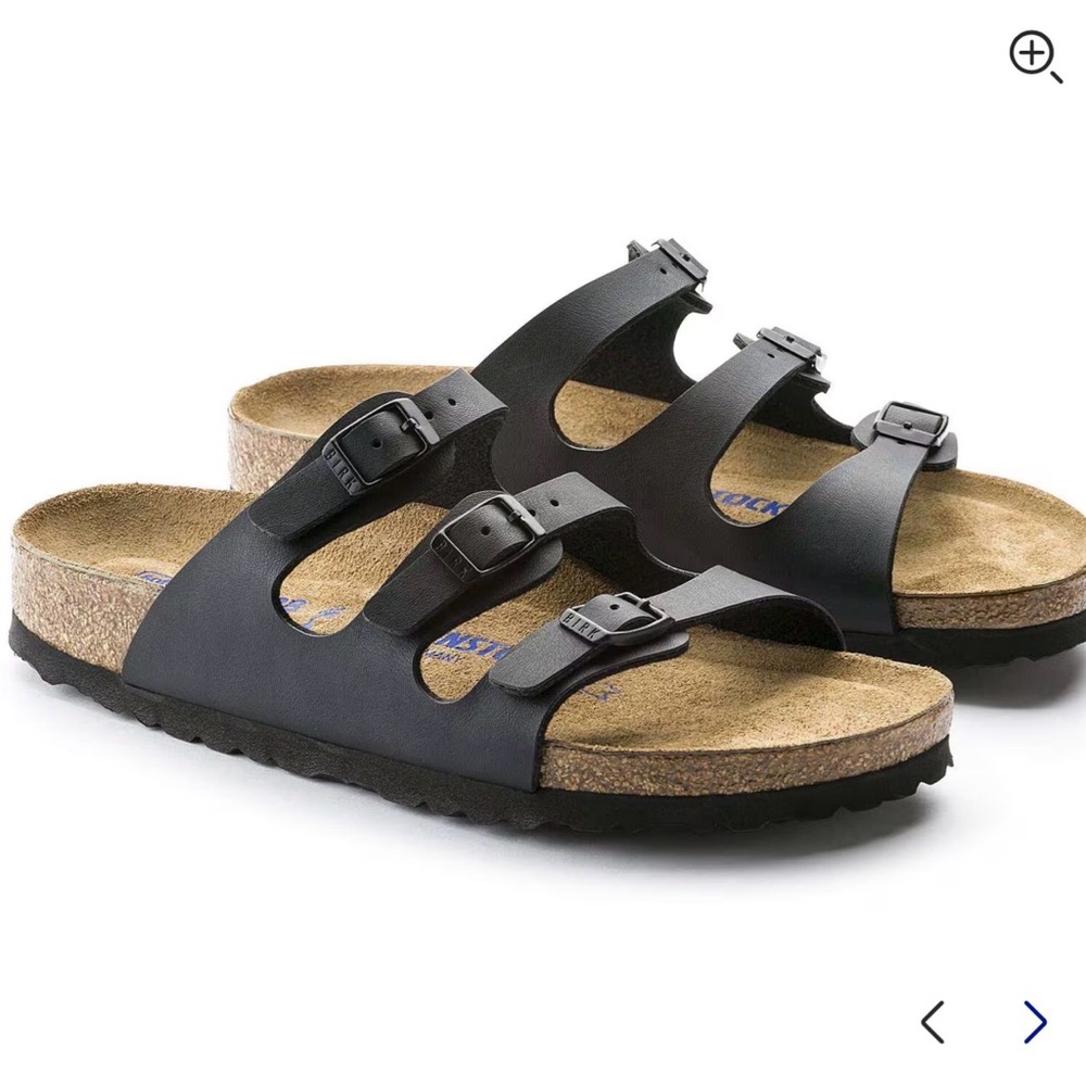 Birkenstock Florida soft footbed Three-Strap Sandals in Black and Brown